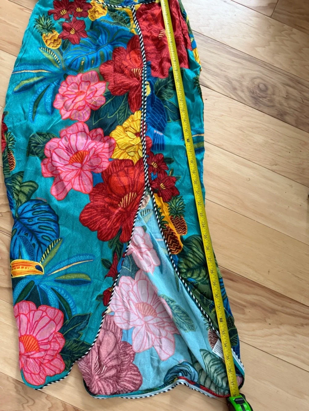 FARM Rio for Anthropologie bold tropical floral wrap style long skirt size small - Picture 6 of 9